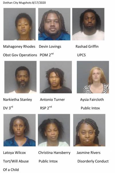 Update 9:58 Dothan City Mugshots 8/17/2020Houston County Mugshots 8/17/2020