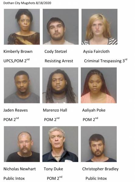 Update 9;51 Dothan City Mugshots 8/19/2020 Houston County Mugshots 8/18/2020