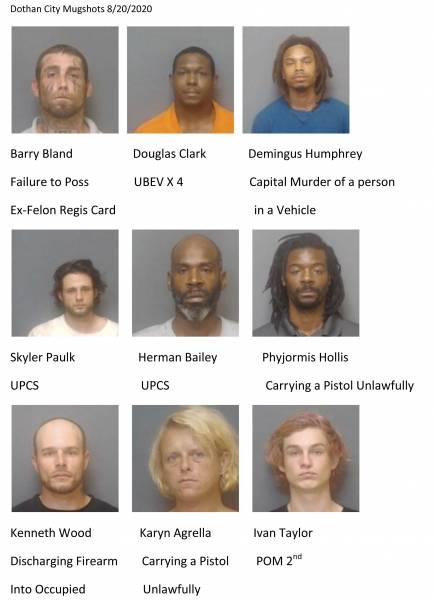 Update with Dothan City Mugshots 8/20/2020 Houston County Mugshots 8/20/2020