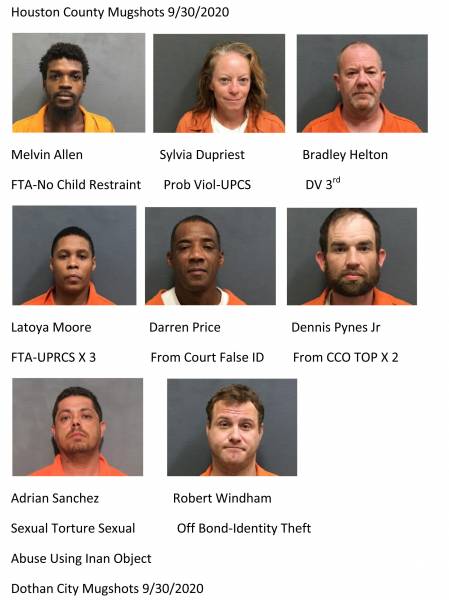 Houston County / Dothan City Mugshots 9/30/2020