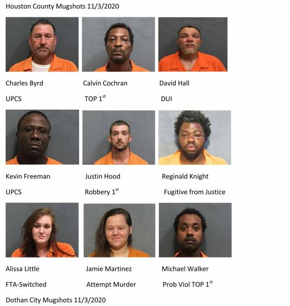 Houston County/ Dothan City  Mugshots 11/3/2020