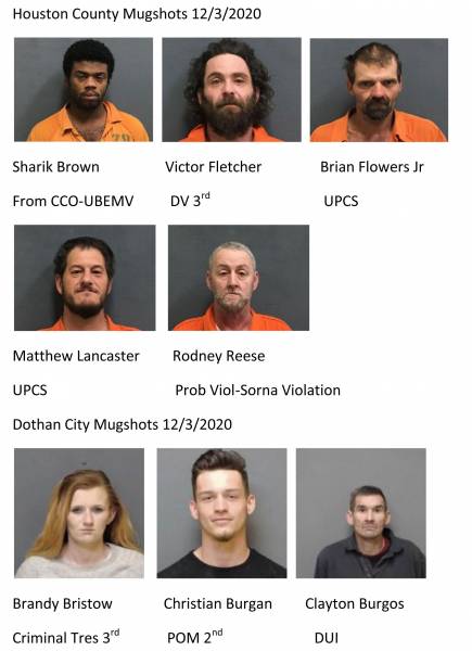 Houston County / Dothan City Mugshots 12/3/2020