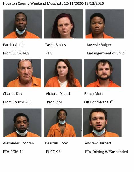 Houston County Weekend Mugshots 12/11/2020-12/13/2020