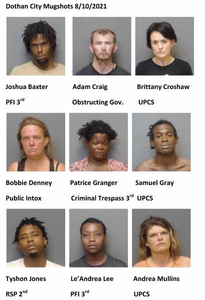 Dothan City/Houston County Mugshots 8/10/2021