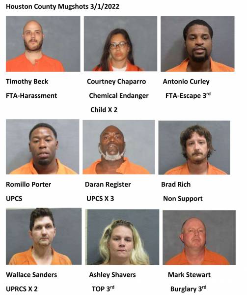 Houston County Mugshots 3/1/2022