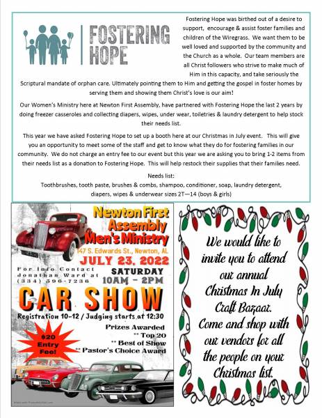 Christmas In July Craft Bazaar & Car Show