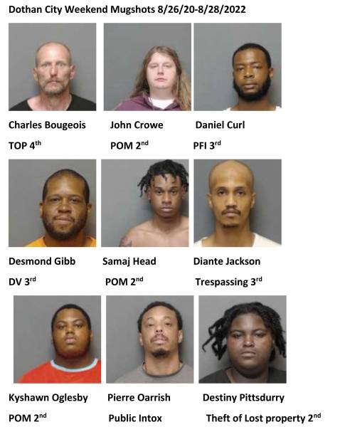 Dothan City Weekend Mugshots 8/26/2022-8/28//2022