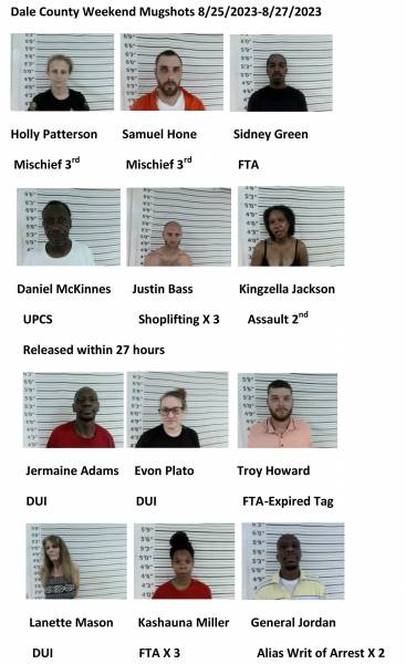 Dale County/ Coffee County/Pike County Weekend Mugshots 8/25/2023-8/27 ...