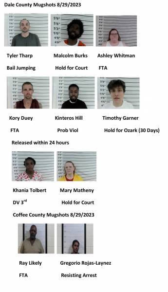 Dale County/Coffee County/Pike County Mugshots 8/29/2023 ...