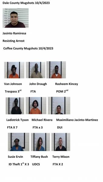 Dale County/ Coffee County/Pike County /Barbour County Mugshots 10/4/2023