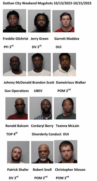 Dothan City Weekend Mugshots 10/13/2023-10/15/2023