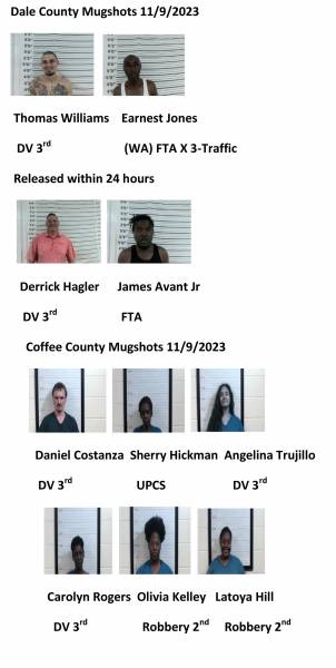Dale County/Coffee County/Pike County/ Barbour County Mugshots 11/9/2023