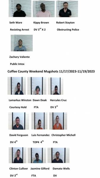 Dale County/Coffee County/Pike County/ Barbour County Weekend  Mugshots 11/17/2023-11/19/2023
