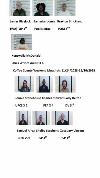 Dale County/Coffee County Barbour County  Weekend Mugshots  11/24/2023-11/26/2023