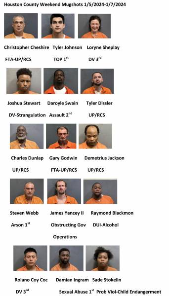 Houston County Weekend Mugshots 1/5/2024-1/7/2024