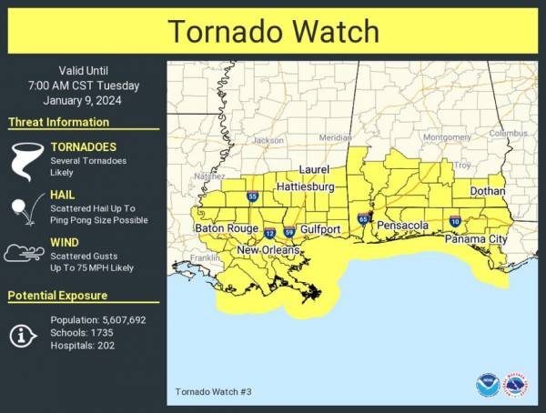 National Weather Service issues Tornado Watch