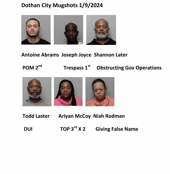 Houston County / Dothan City Mugshots 1/9/2024