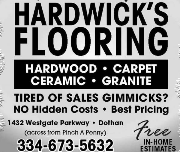 Hardwick’s Flooring…Voted Best Flooring Store In The Wiregrass 2 Years In A Row