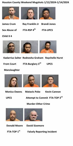 Houston County Weekend Mugshots 1/12/2024-1/14/2024