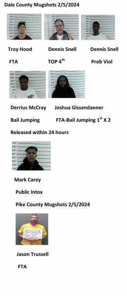 Dale County/Pike County /Barbour County Mugshots 2/5/2024
