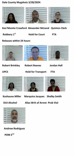 Dale County/Pike County /Barbour County Mugshots 3/28/2024
