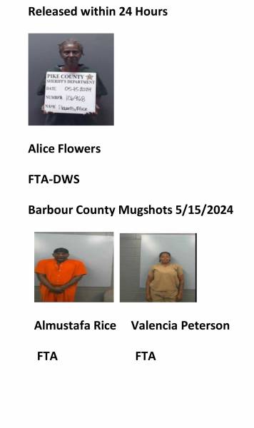 Dale County/Pike County /Barbour County Mugshots 5/15/2024