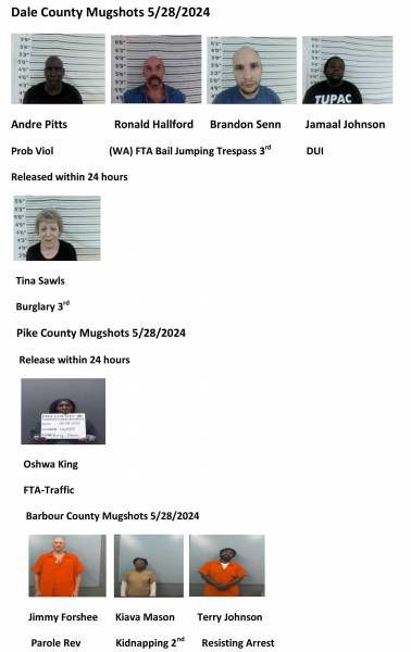 Dale County/Pike County /Barbour County Mugshots 5/28/2024