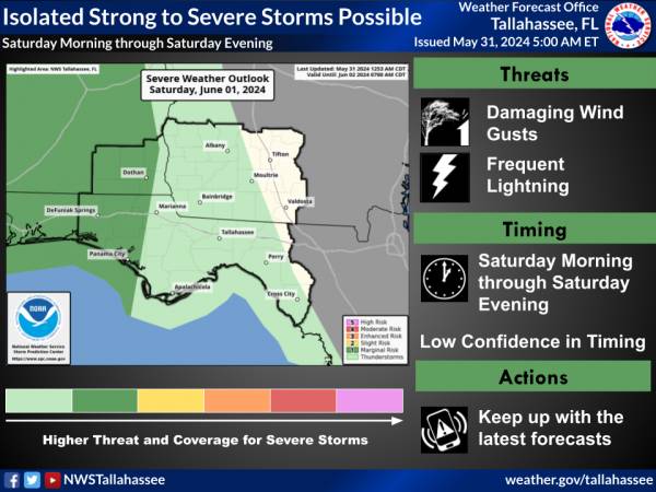Isolated Strong to Severe Storms Possible Saturday