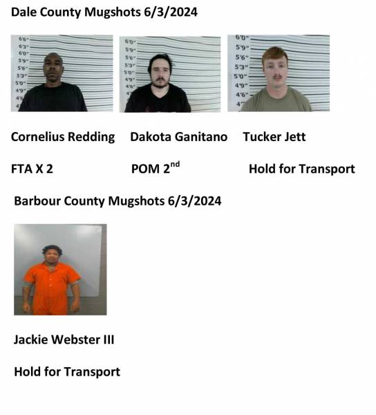 Dale County/Barbour County Mugshots 6/3/2024