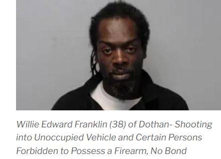 Dothan Man Arrested for Shooting an Unoccupied Car; Being Felon in Possession of Firearm