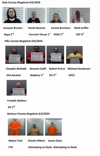 Dale County/Pike County /Barbour County Mugshots 6/6/2024