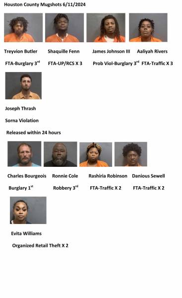 Houston County/ Dothan City Mugshots  6/11/2024