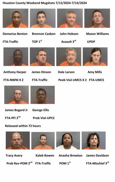 Houston County/ Dothan City Weekend Mugshot’s  7/12/2024-7/14/2024