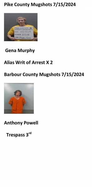 Pike County/Barbour County Mugshots 7/15/2024