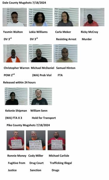 Dale County/ Pike County Mugshots 7/18/2024