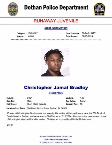 Dothan Police Need Help Finding Runaway Juvenile