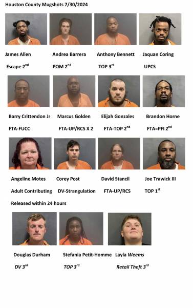 Houston County/Dothan City Mugshots 7/30/2024