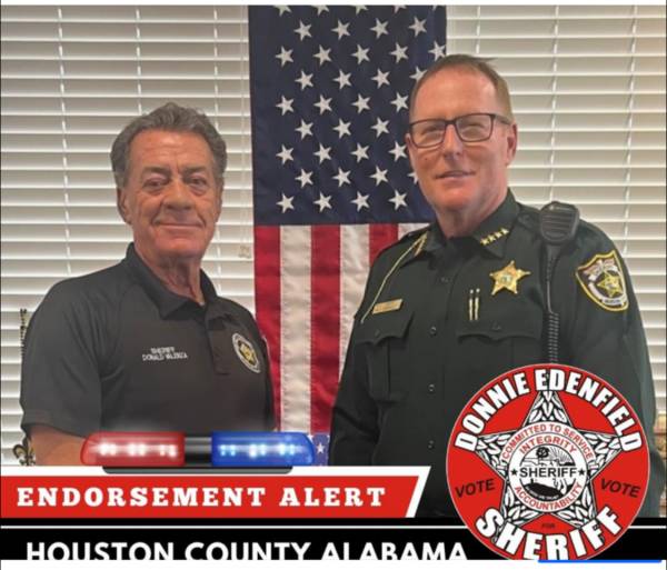 09:59 AM.   Houston County Sheriff Donald Valenza Endorses Jackson County Sheriff Donnie Edenfield