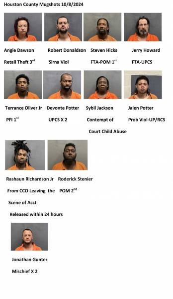 Houstin County/Dothan City Mugshots 10/8/2024