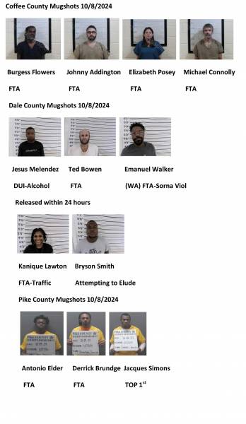 Coffee County/Dale County/Pike County Mugshots 10/8/2024