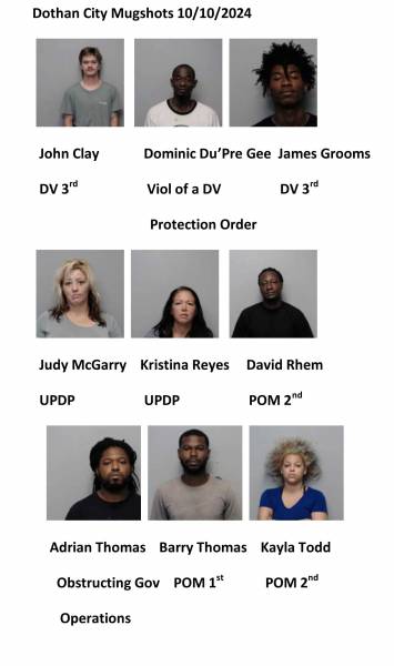 Houston County/ Dothan City Mugshots 10/10/2024