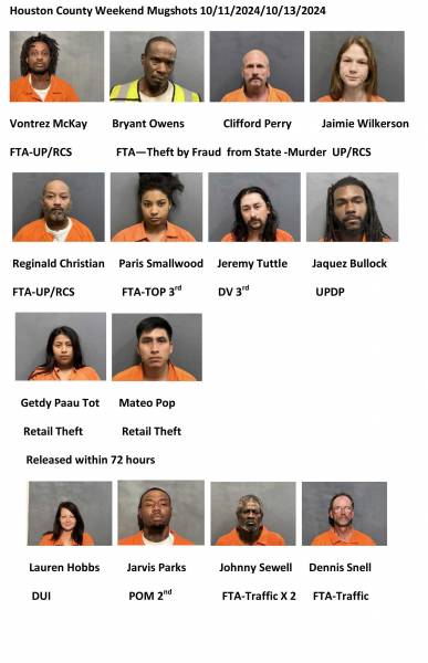 Houston County/ Dothan City Weekend Mugshots 10/11/2024-10/13/2024