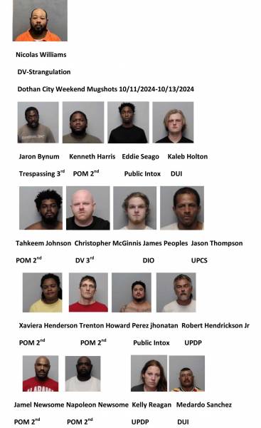 Houston County/ Dothan City Weekend Mugshots 10/11/2024-10/13/2024