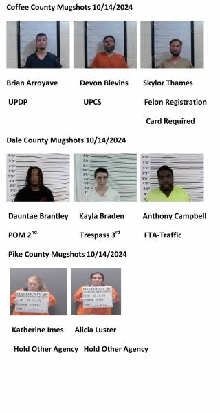 Coffee County/ Dale County/ Pike County Mugshots 10/14/2024