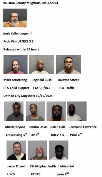 Houston County/Dothan City Mugshots 10/16/2024