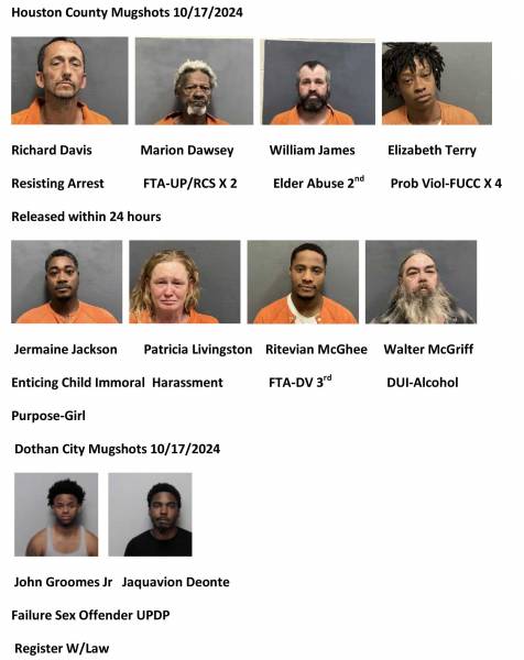 Houston County / Dothan City Mugshots 10/17/2024