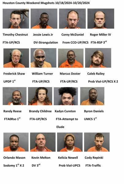 Houston County Weekend Mugshots 10/18/2024-10/20/2024