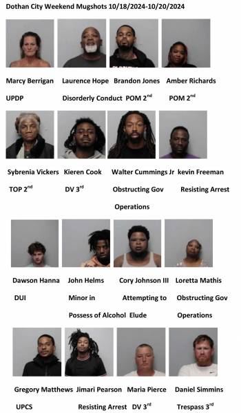 Dothan City Weekend Mugshots 10/18/2024-10/20/2024