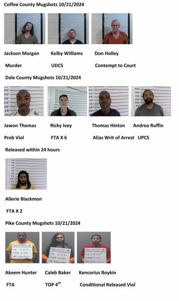 Coffee County/Dale County/Pike County /Barbour County Mugshots 10/21/2024