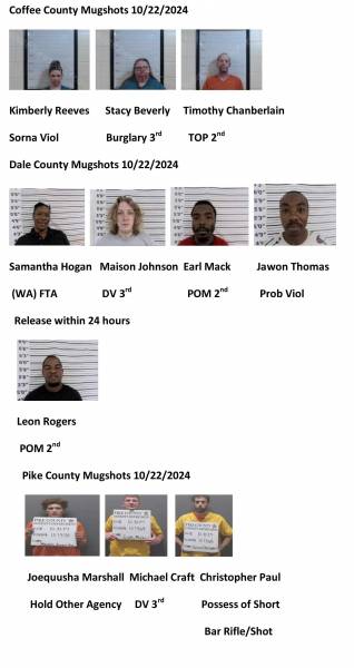 Coffee County/ Dale County/ Pike County Mugshots 10/22/2024